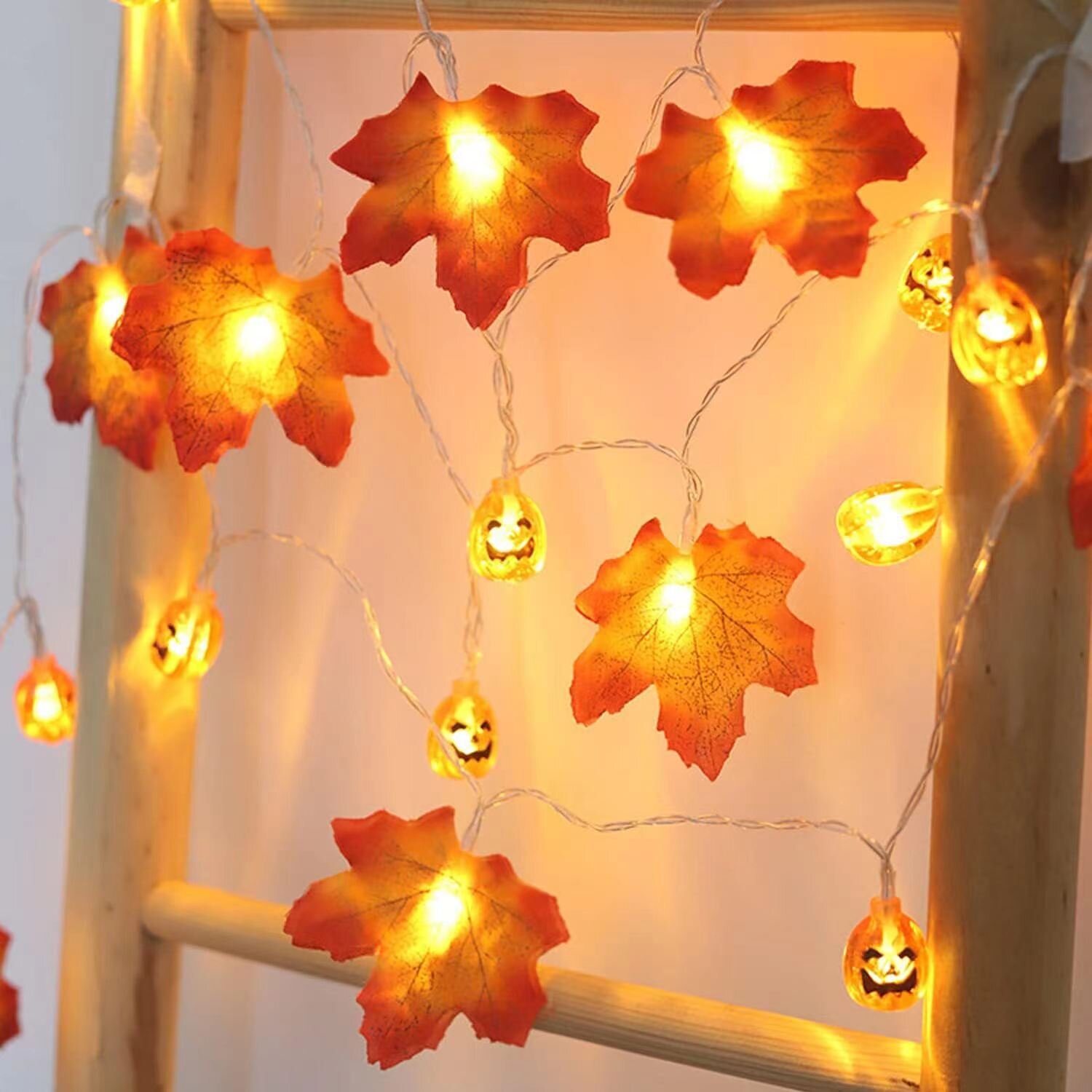 Halloween Led String Lights Orange - 1 szt. 150cm/300cm Halloweenowe Lampki LED