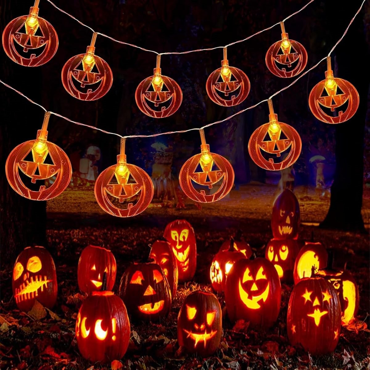 Halloween Led String Lights Orange - 1 szt. 20 LED Pomarańczowe Płaskie