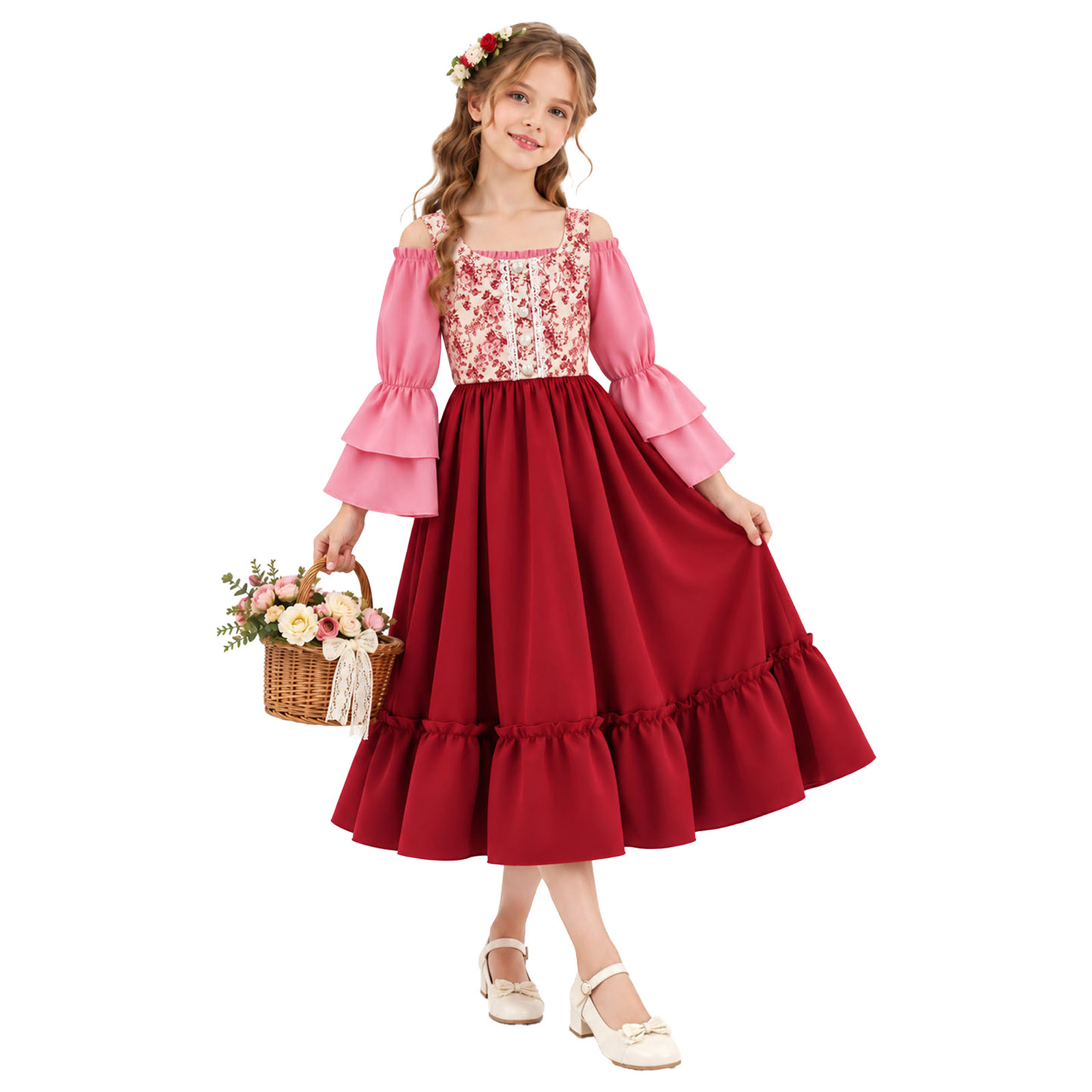 Halloween Costume Kids - Dziecięca dziewczęca renesansowa średniowieczna irlandzka wiktoriańska