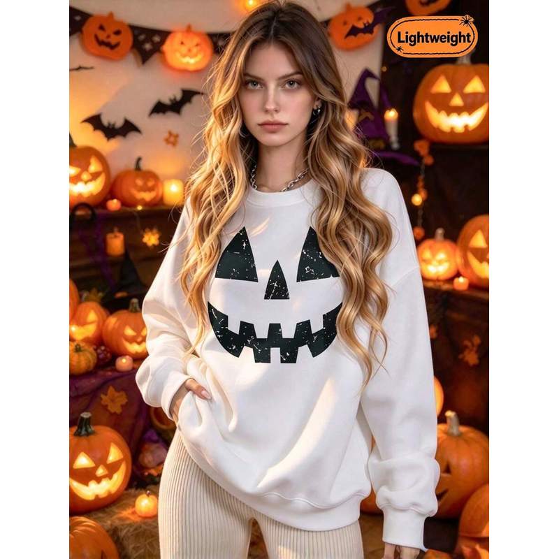 Pumpkin Lantern Halloween - Damska bluza z długim rękawem i