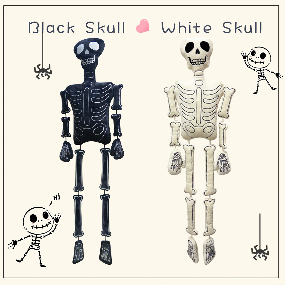 Halloween Skeleton Decoration - Pluszowa lalka szkielet na Halloween, białe