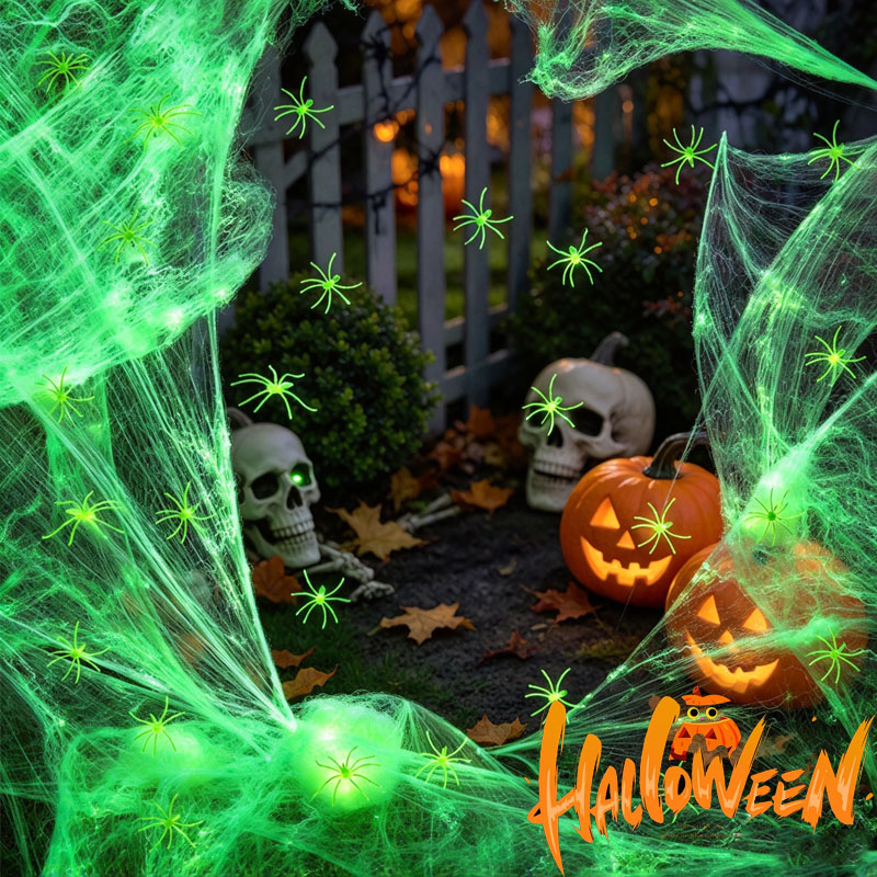 Spider Web Halloween Decoration - 1-5 Zestawów Halloweenowe Świetlące w Ciemności