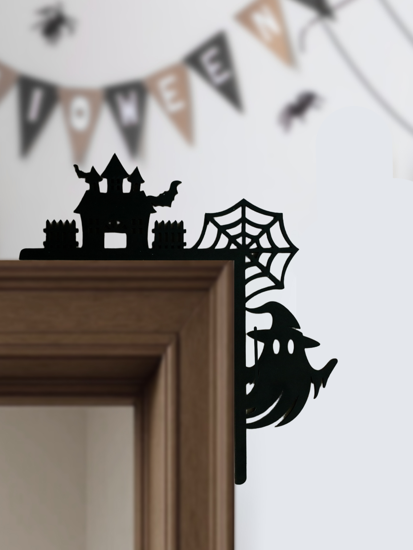 Drewniana dekoracja narożnika  – Spider Web Halloween Decoration recenzja i cena