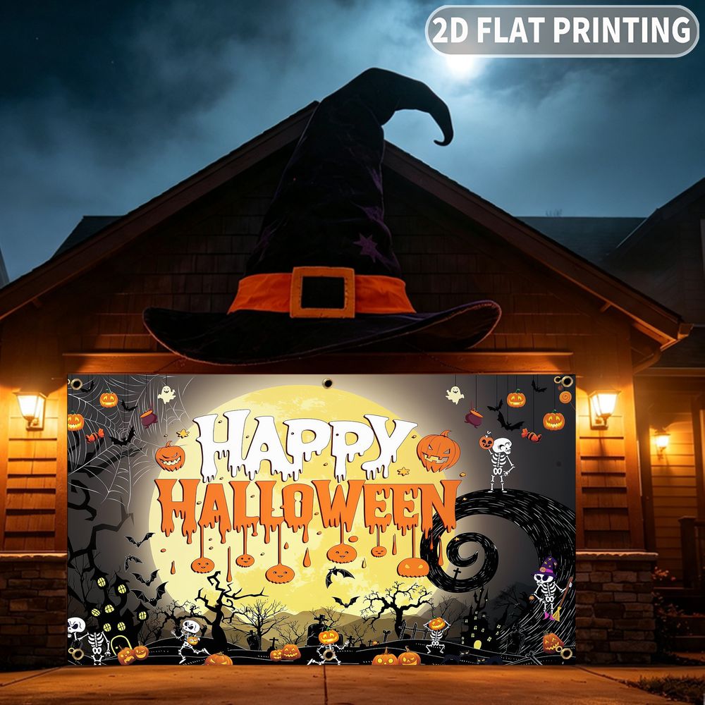 1 szt. Płaski baner 2D na Hall – Halloween Skeleton Decoration recenzja i cena