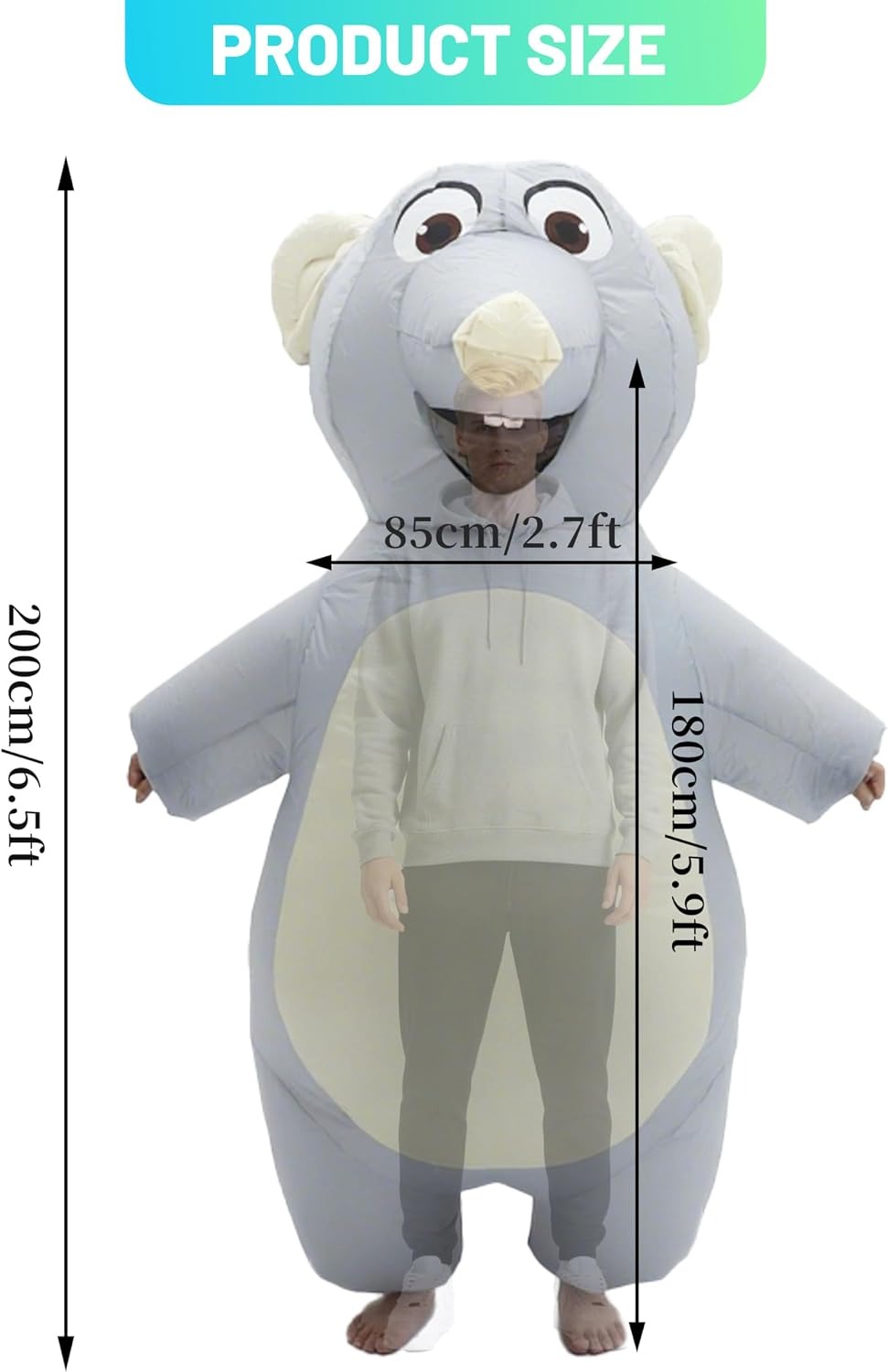 Nadmuchiwany kostium myszy dla – Halloween Costume Adult recenzja i cena