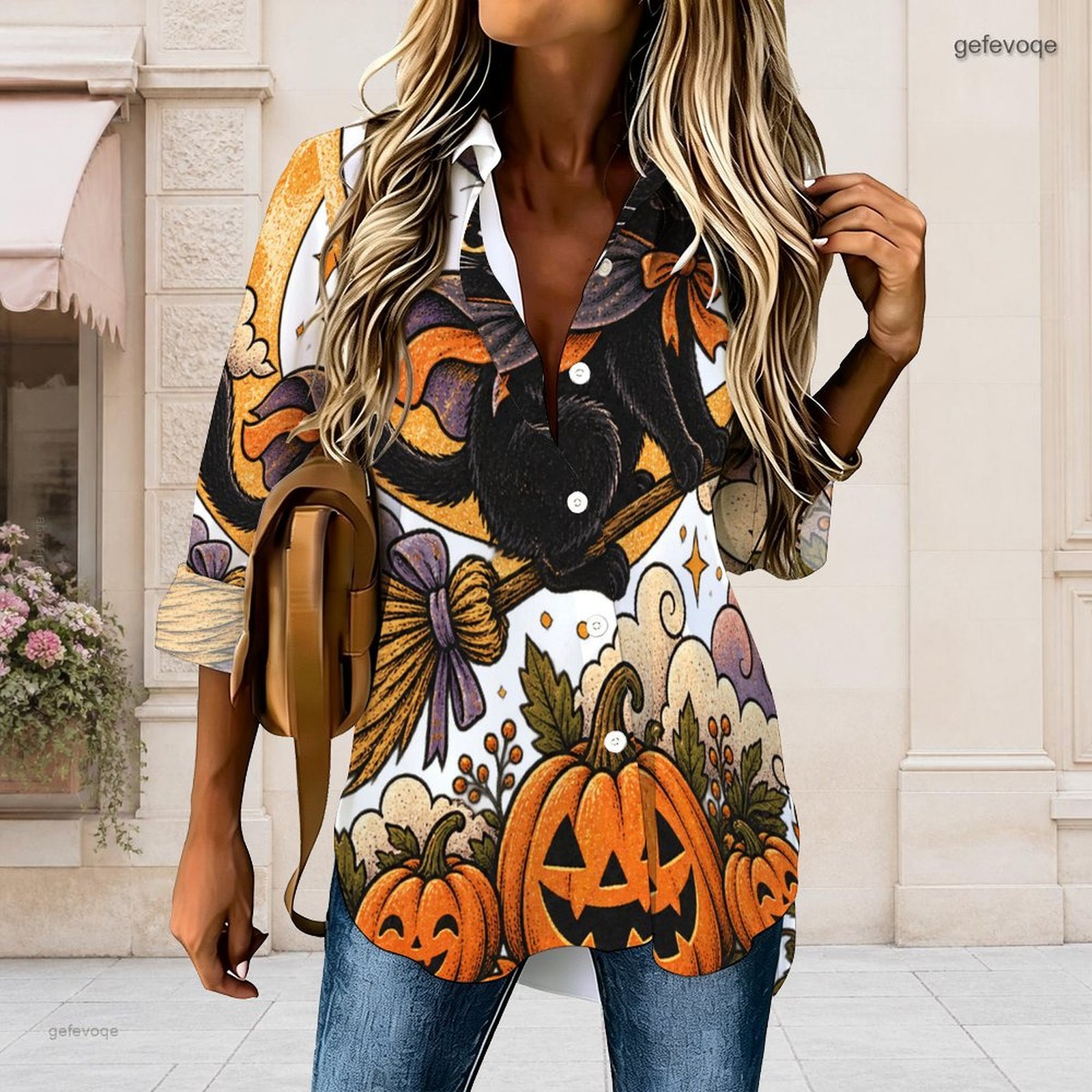 Damska koszula z nadrukiem na  – Pumpkin Lantern Halloween recenzja i cena