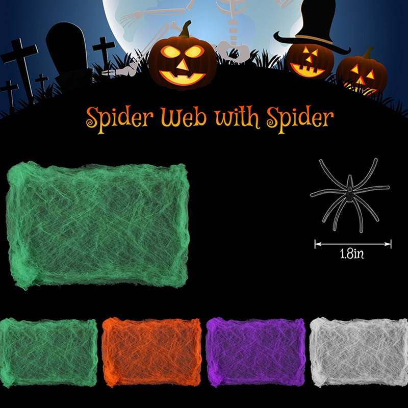 Dekoracja na Halloween: biała, – Spider Web Halloween Decoration recenzja i cena